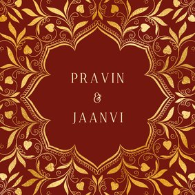 Hindoestaanse trouwkaart met henna patronen en hartjes