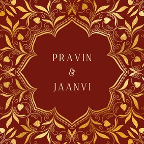 Hindoestaanse trouwkaart met henna patronen en hartjes