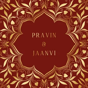 Hindoestaanse trouwkaart met henna patronen en hartjes