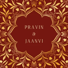 Hindoestaanse trouwkaart met henna patronen en hartjes