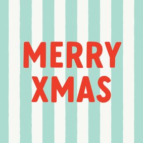 Hip en trendy kerstkaartje mintgroen streep merry xmas