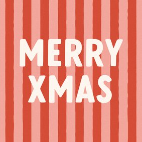 Hip en trendy kerstkaartje roodroze streep merry xmas