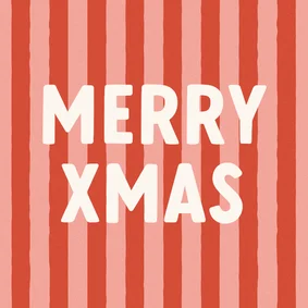 Hip en trendy kerstkaartje roodroze streep merry xmas