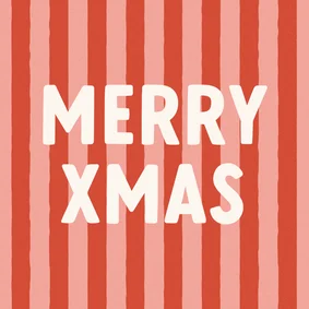 Hip en trendy kerstkaartje roodroze streep merry xmas