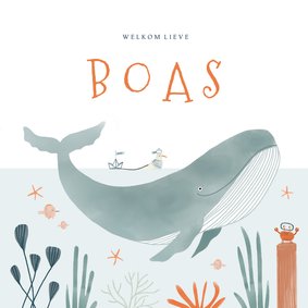 Hip geboortekaartje oceaan walvis dieren illustratie