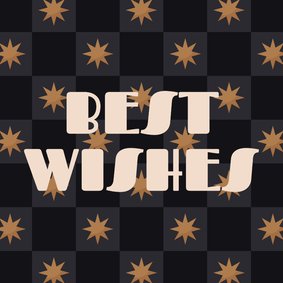 Hip nieuwjaarskaartje blokjespatroon met sterren Best Wishes