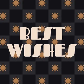 Hip nieuwjaarskaartje blokjespatroon met sterren Best Wishes