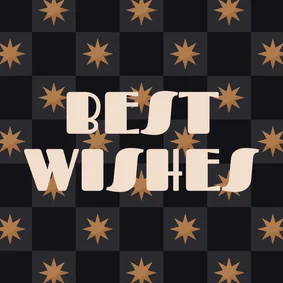 Hip nieuwjaarskaartje blokjespatroon met sterren Best Wishes