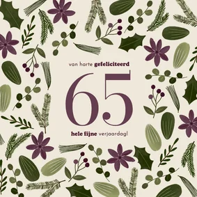 Hip verjaardagskaartje botanisch vrouw 65 jaar