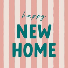 Hippe felicatiekaart happy new home roze gestreept 