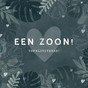 Hippe felicitatiekaart jungle voor geboorte van zoon