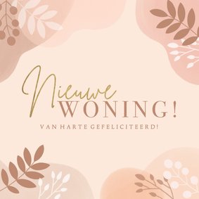 Hippe felicitatiekaart nieuwe woning neutraal met plantjes