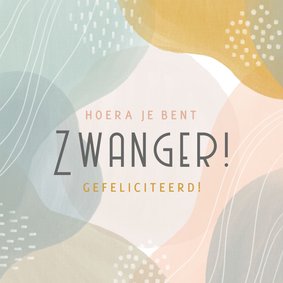 Hippe felicitatiekaart zwanger kleurrijke vlakken en lijnen