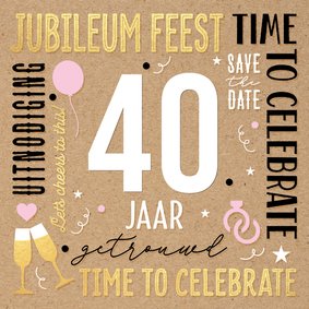 Hippe jubileum uitnodiging 40 jaar kraft