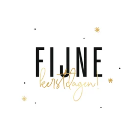 Hippe kerstkaart fijne kerstdagen met gouden sterren