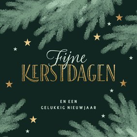 Hippe kerstkaart krijt kersttakken groen Fijne Kerstdagen