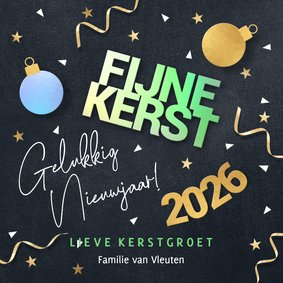 Hippe kerstkaart met kerstwensen 2026