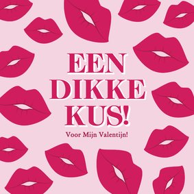 Hippe roze valentijnskaartje een dikke kus