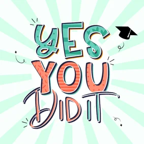Hippe typografische handlettering geslaagd kaart you did it
