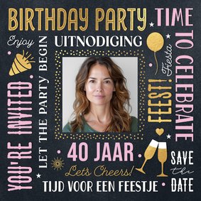 Hippe uitnodiging verjaardagsfeest vrouw