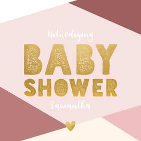 Hippe uitnodiging voor een babyshower met gekleurde vlakken 