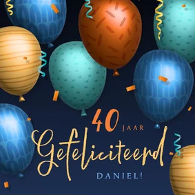 Hippe verjaardagskaart 3d ballonnen met aanpasbare leeftijd