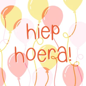 Hippe verjaardagskaart ballonnen typografie