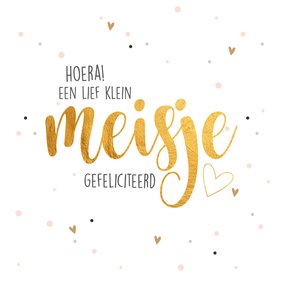 Hoera een klein meisje goud-felicitatie geboorte