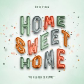 Home sweet home ballon wenskaart met confetti