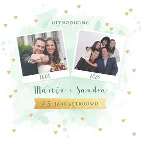 Huwelijksjubileum aquarel foto's hartjes