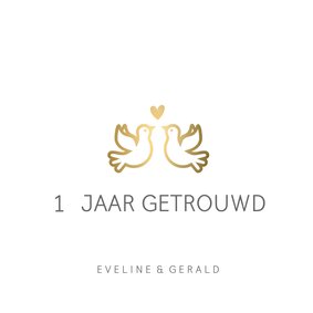 Huwelijksjubileum uitnodiging klassiek met gouden duifjes