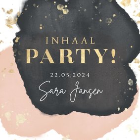 Inhaal party uitnodiging verjaardag goud spetters waterverf