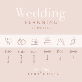 Inlegkaart dagindeling icoontjes met wikkel effect stijlvol