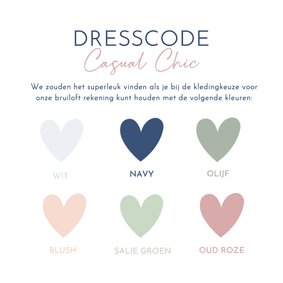 Insteek kaartje met dresscode tips voor een bruiloft