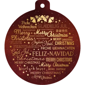 Internationale rode kerstkaart met meerdere talen