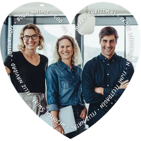 Internationale zakelijke kerstkaart hartvorm met talen