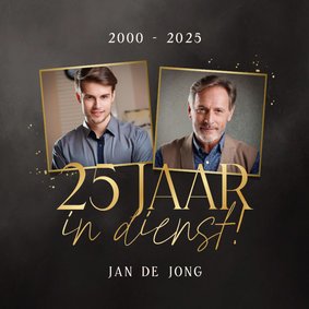 Jubileum 25 jaar in dienst fotocollage zwart goud