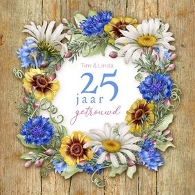 Jubileum bloemenkransophout aanpasbaar jaartal