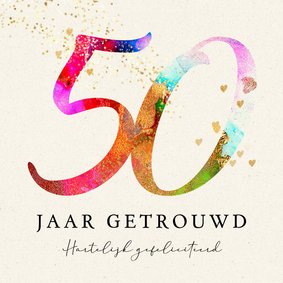 Jubileum huwelijk felicitatie kaart 50 jaar verf