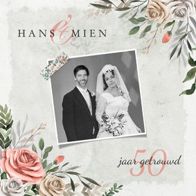Jubileum uitnodiging bloemen vintage klassiek foto