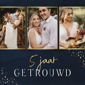 Jubileum uitnodiging fotocollage 5 jaar getrouwd