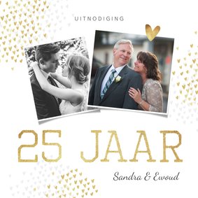 Jubileum uitnodiging goud hartjes stijlvol foto's