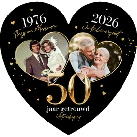 Jubileum uitnodiging hartvorm liefde gouden huwelijk foto's