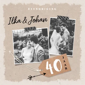 Jubileum uitnodiging kraftpapier met eigen foto's