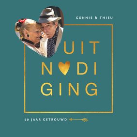 Jubileum uitnodiging stijlvol met gouden typografie