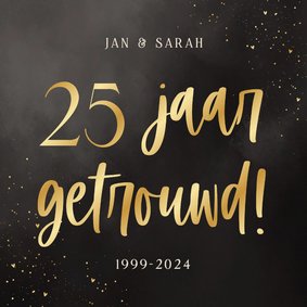 Jubileum zwart goud uitnodiging 25 jaar getrouwd waterverf