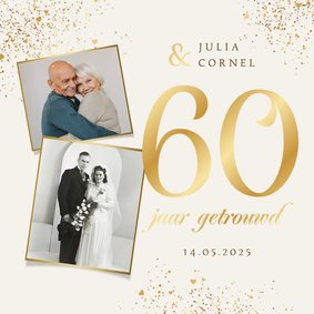 Jubileumfeest 60 jaar getrouwd goud diamant foto hartjes