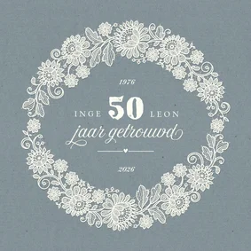 Jubileumfeest klassiek vintage kant krans uitnodiging kraft