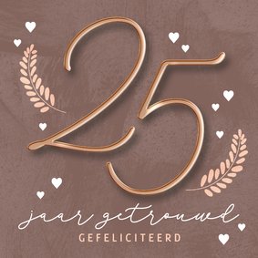 Jubileumkaart 25 jaar huwelijk stijlvol getal