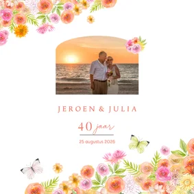 Jubileumkaart aquarel bloemen
